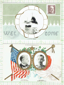 明治41年（1908年）「アメリカ艦隊歓迎記念」の公式郵便絵葉書セット 米国艦隊歓迎記念絵葉書 3種 / 古本、中古本、古書籍の通販は「日本の