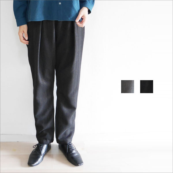 ツィーディーヘリンボン タックテーパードパンツ 1924613 日本製 SORTE