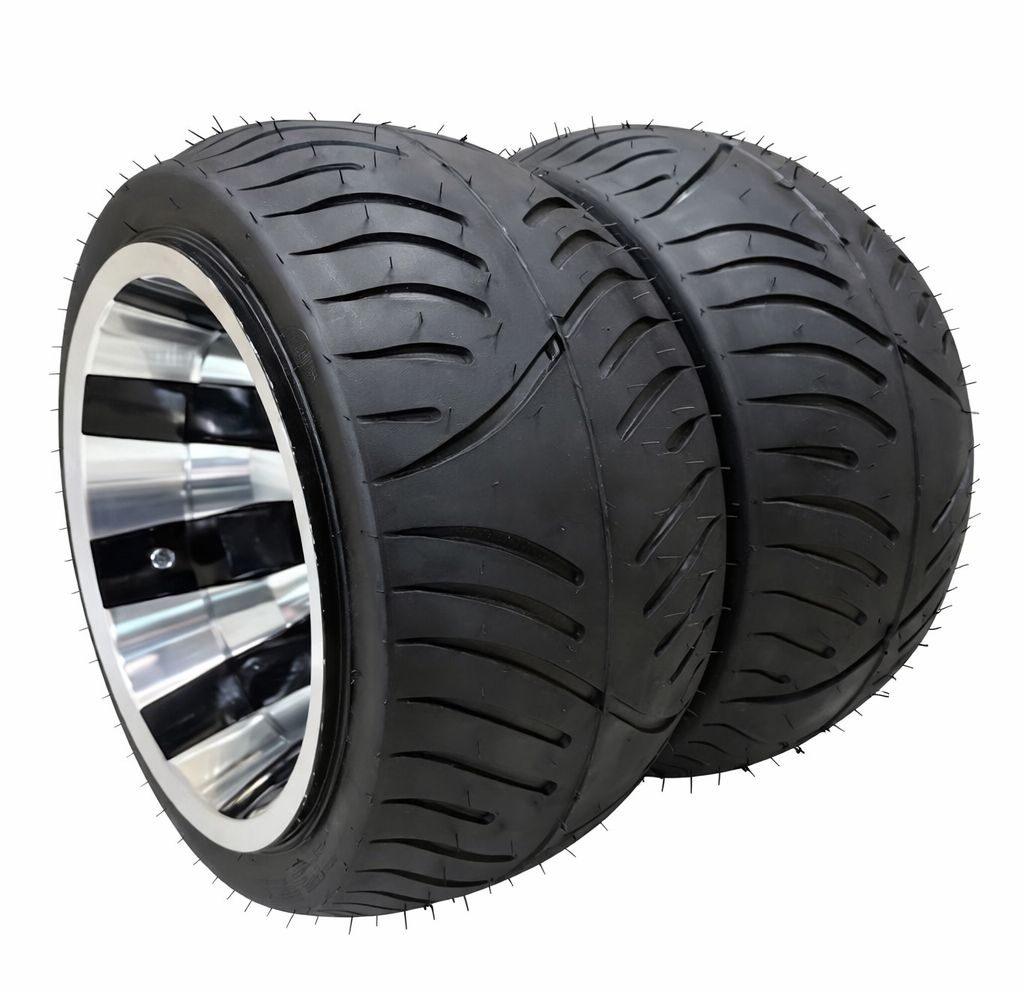 4stジャイロ用ツートンアルミホイール扁平タイヤ＆スペーサーセット