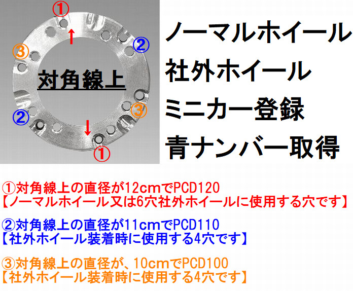 ホンダジャイロ用 純正ホイールワイド用ホイールスペーサー100mm
