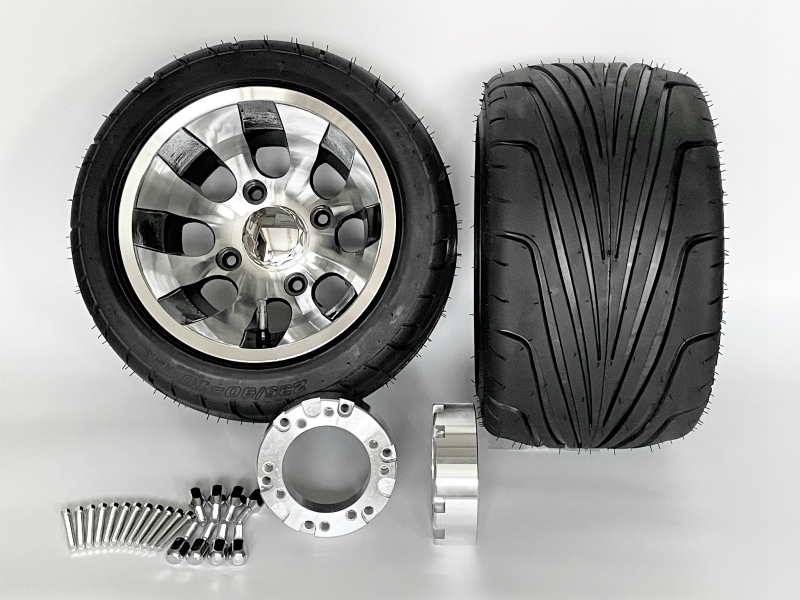 ジャイロ用ツートンアルミホイール引っ張りタイヤ＆スペーサー40mm