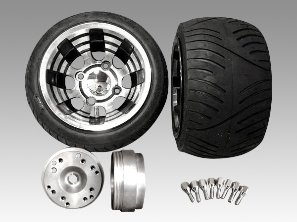 4stジャイロ用ブラックアウトアルミホイール扁平タイヤ＆スペーサー