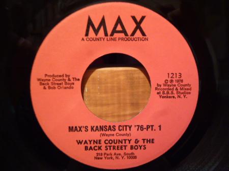 Wayne County  Max’s Kansas City  7 インチ 7