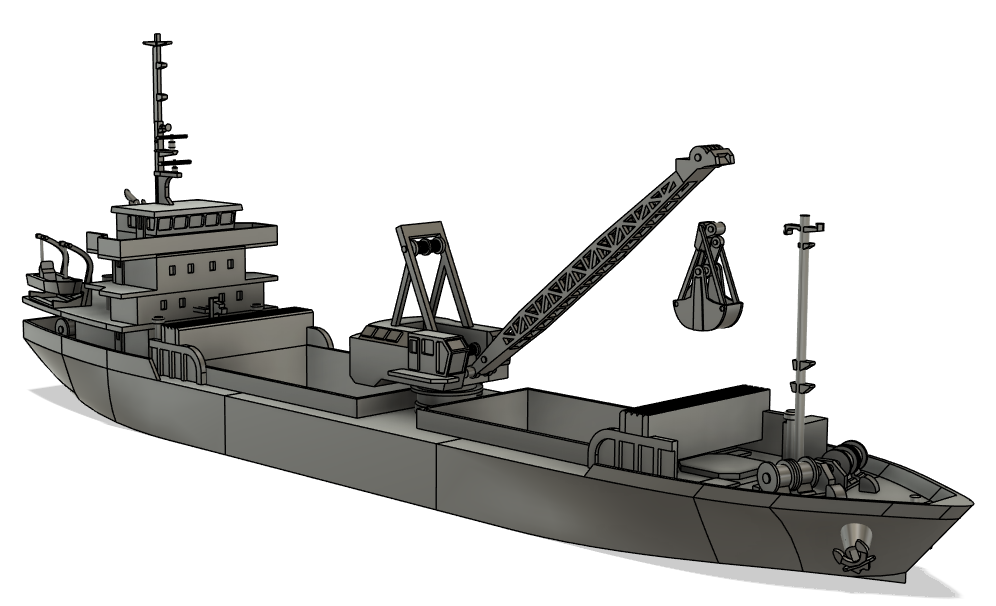 商船/客船》499GT貨物船「砂利運搬船」1/700 3Dプリンタ製