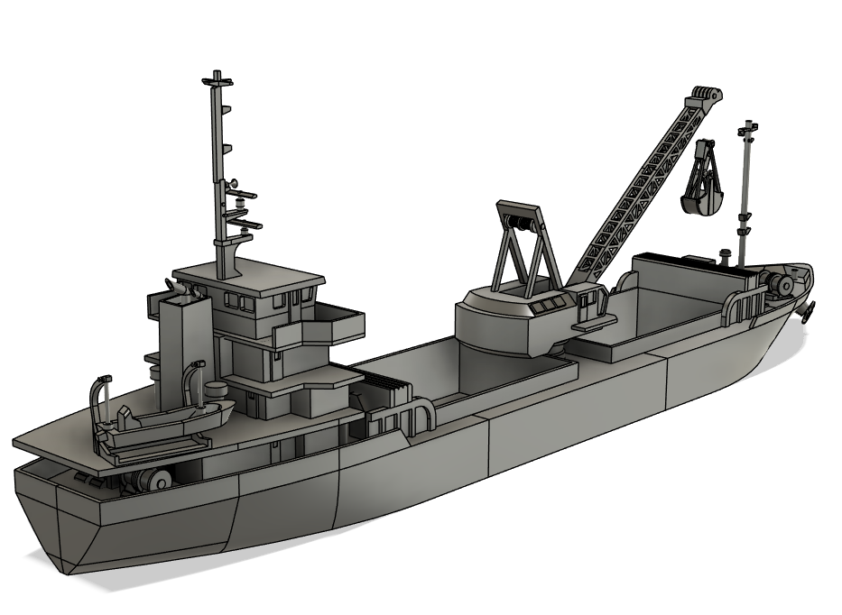 商船/客船》499GT貨物船「砂利運搬船」1/700 3Dプリンタ製