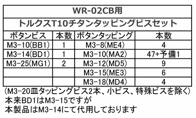 Ti-WR02CB-B-set TAMIYA WR-02CB用 チタントルクスT-10 タッピングビス