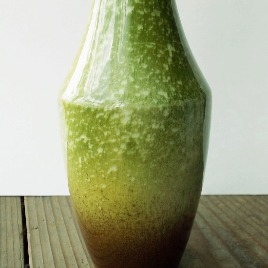 昭和40年代☆茶グリーンレトロ地模様のつる首花瓶/一輪挿し - たんぽぽ