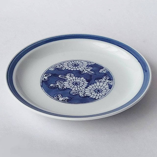 鍋島染付菊花文様/有田焼ホームセットシリーズ】寿司皿φ15.5cm