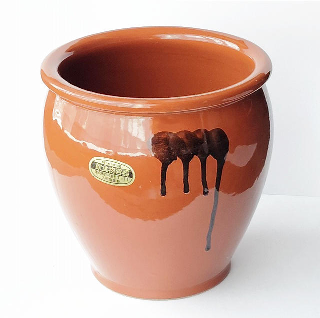 レア品♪常滑焼久松のカメ【アメ釉丸壺 胴 3号】(5.4リットル)☆蓋は