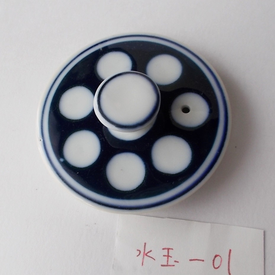 蓋ファン】土瓶急須の【蓋だけ】昭和レトロ定番のルリ水玉柄mizu-01
