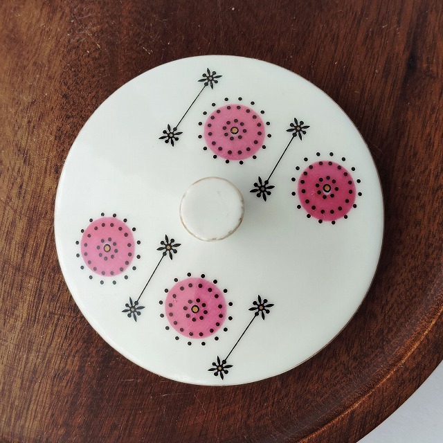 蓋ファン】ピンクカラーの不思議な模様の蓋つき湯呑の蓋のみkoyo