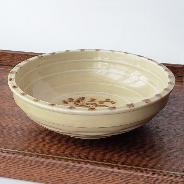 さび色木草梅の花枝柄の深型大鉢 - たんぽぽ|昭和レトロ食器・趣味の陶器