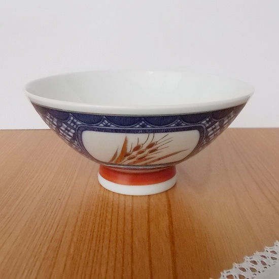ルリ七宝間取り金麦穂柄浜赤レトロお茶碗(大平) - たんぽぽ|昭和レトロ