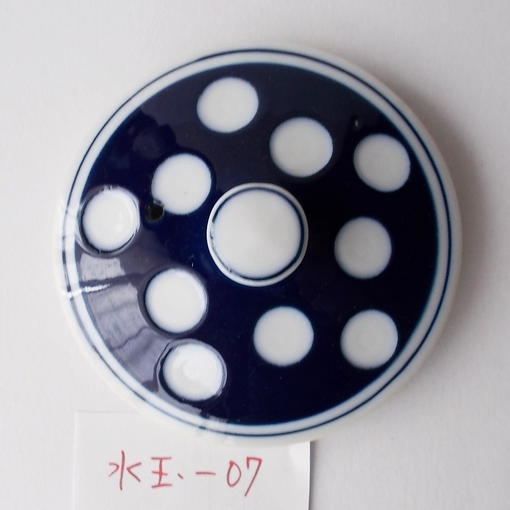 蓋ファン】土瓶急須の【蓋だけ】昭和レトロ定番のルリ水玉柄mizu-07