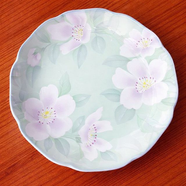 ヒワ色鉄線クレマチス花柄が優しい雰囲気の6寸皿16.8cm - たんぽぽ