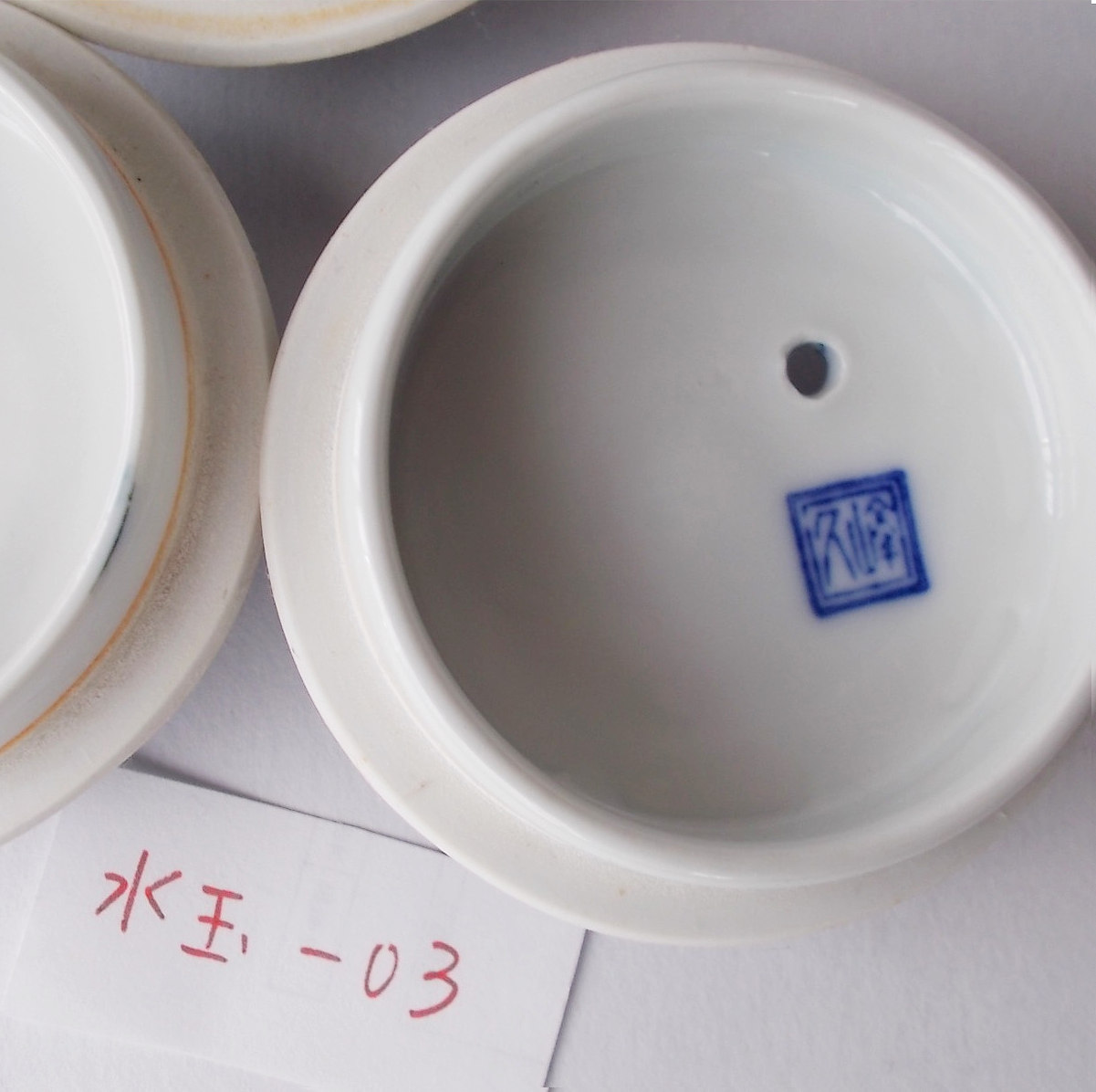 蓋ファン】土瓶急須の【蓋だけ】昭和レトロ定番のルリ水玉柄mizu-03
