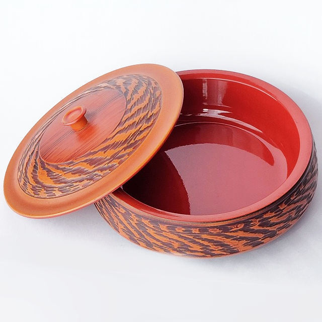 昭和レトロ漆器菓子鉢/木目柄の大き目菓子器 - たんぽぽ|昭和レトロ