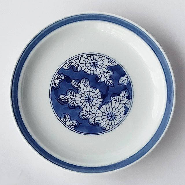 鍋島染付菊花文様/有田焼ホームセットシリーズ】寿司皿φ15.5cm