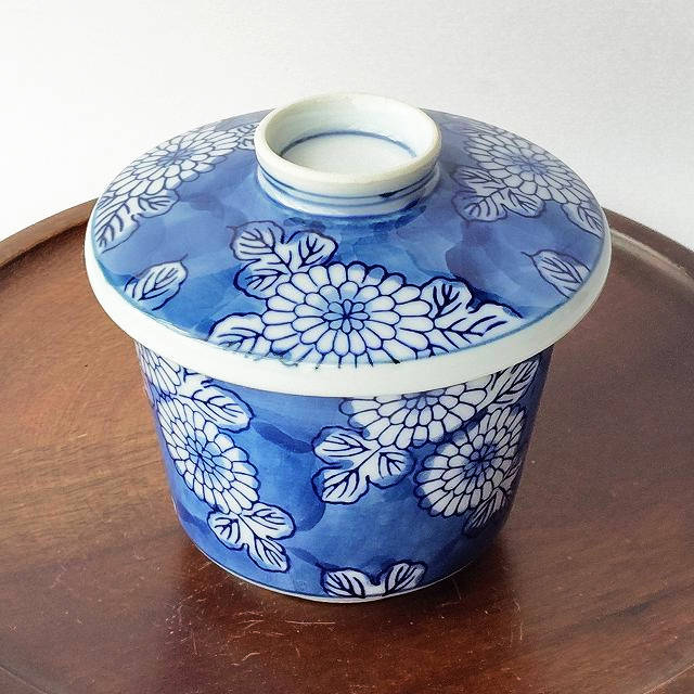 鍋島染付菊花文様/有田焼ホームセットシリーズ】茶碗蒸し器 - たんぽぽ