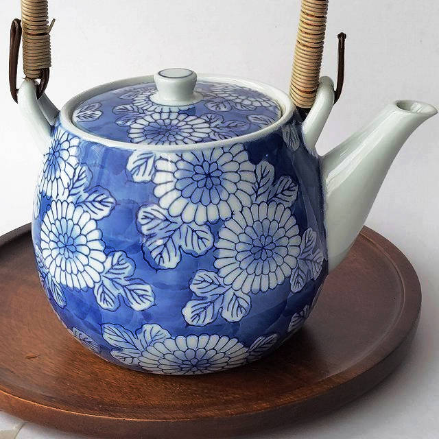 豪華絢爛 色絵 家禽菊花文 煎茶用 急須 鍋島染付菊花文様/有田焼ホームセットシリーズ】土瓶 - たんぽぽ|昭和