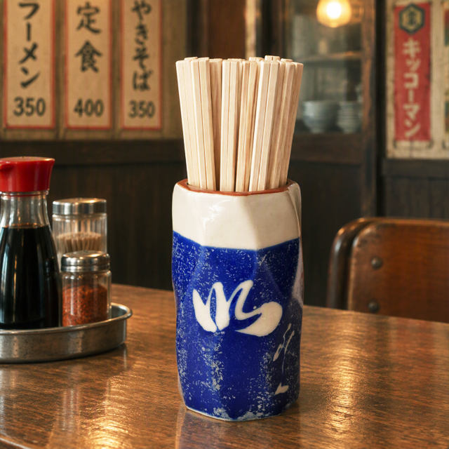 昭和食堂♪呉須青白抜き筆文字【清風明月】デザイン古い時代の