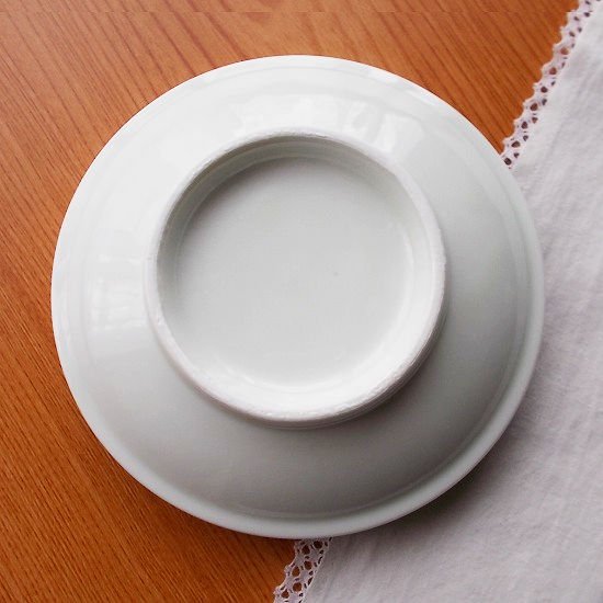 昭和レトロ食器/レトロなてっぱち赤青梅の花柄金フチ鉄鉢平鉢