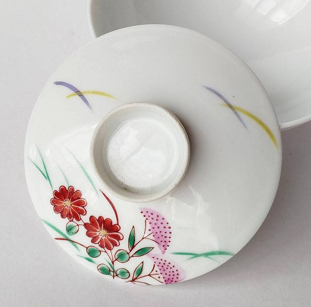 蓋ファン】美しい元蓋付きお茶碗の蓋のみ/秋草花柄【蓋だけ】ft-2002