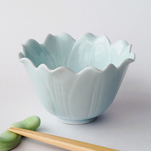 爽やかな青緑色/翡翠色の花形小鉢(深) - たんぽぽ|昭和レトロ食器