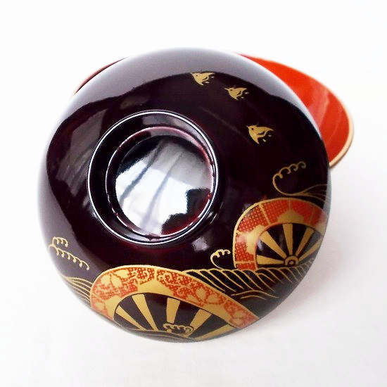 昭和の漆器【御所車に波千鳥】お吸物椀 sk-03 - たんぽぽ|昭和レトロ 