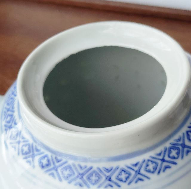 ホタル焼き染付藍色模様茶器/ティーポット【丸形】景徳鎮/中国製MADE