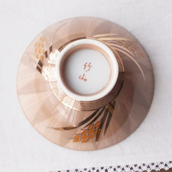 朱刷毛金稲穂お米柄レトロお茶碗 - たんぽぽ|昭和レトロ食器・趣味の陶器