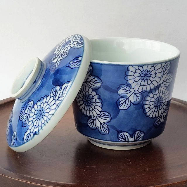 鍋島染付菊花文様/有田焼ホームセットシリーズ】茶碗蒸し器 - たんぽぽ