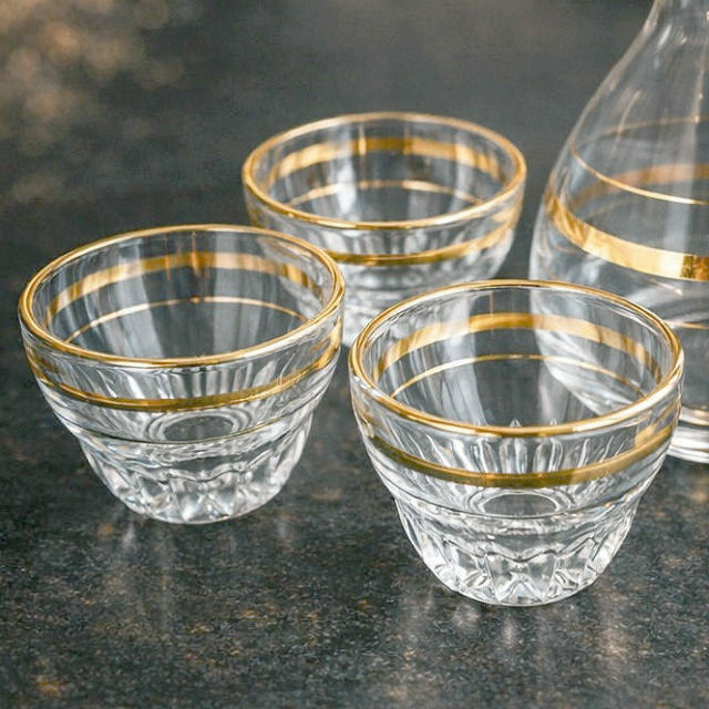 金ラインガラス製の酒器/カメイガラス創作食器【霞】 - たんぽぽ|昭和