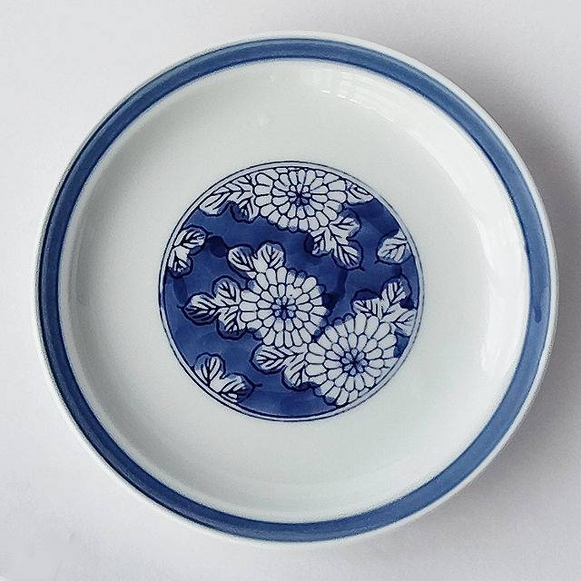 鍋島染付菊花文様/有田焼ホームセットシリーズ】寿司皿φ15.5cm
