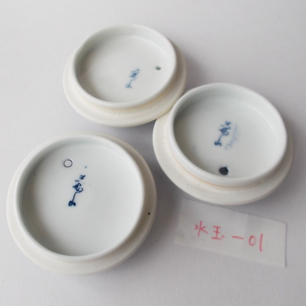 蓋ファン】土瓶急須の【蓋だけ】昭和レトロ定番のルリ水玉柄mizu-01