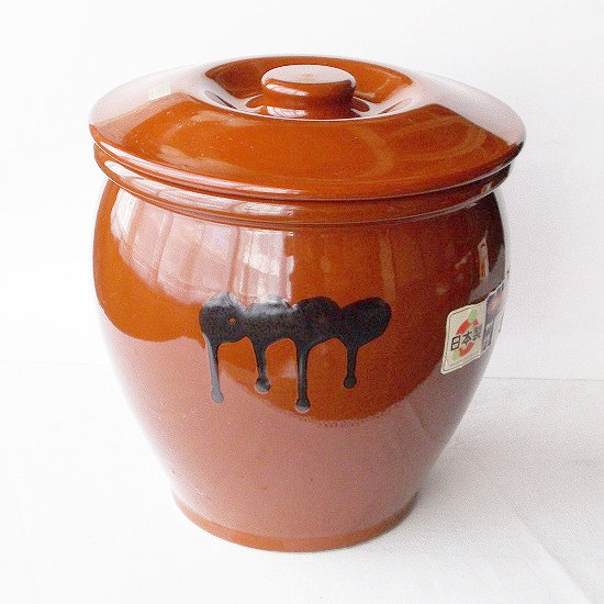 レア品♪常滑焼久松のカメ【アメ釉丸壺3号蓋付き】(5.4リットル