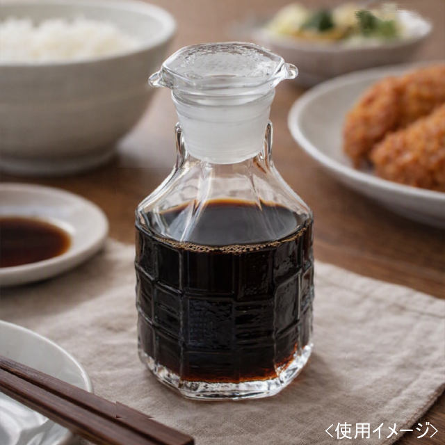 平成レトロ1990年代☆NTガラス製の醤油差し[キュービック市松格子柄