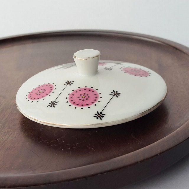 蓋ファン】ピンクカラーの不思議な模様の蓋つき湯呑の蓋のみkoyo