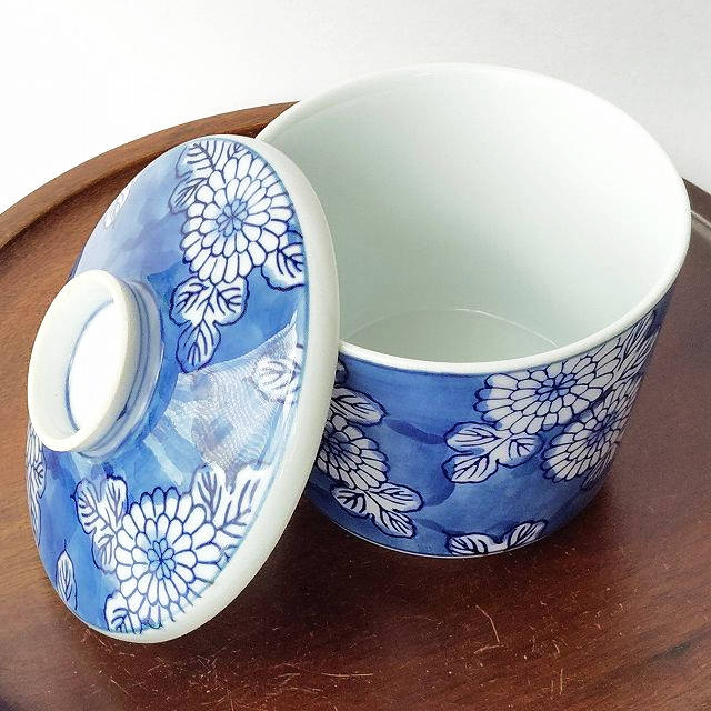 鍋島染付菊花文様/有田焼ホームセットシリーズ】茶碗蒸し器 - たんぽぽ