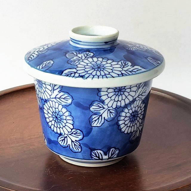 鍋島染付菊花文様/有田焼ホームセットシリーズ】茶碗蒸し器 - たんぽぽ