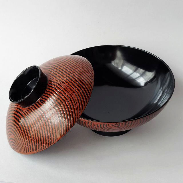 昭和の漆器【木目柄】の蓋付きお吸物椀 sk01-new - たんぽぽ|昭和