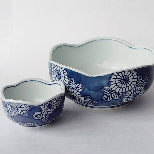 鍋島染付菊花文様/有田焼ホームセットシリーズ】刺身鉢＋のぞきセット