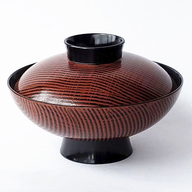 昭和の漆器【木目柄】の蓋付きお吸物椀 sk01-new - たんぽぽ|昭和
