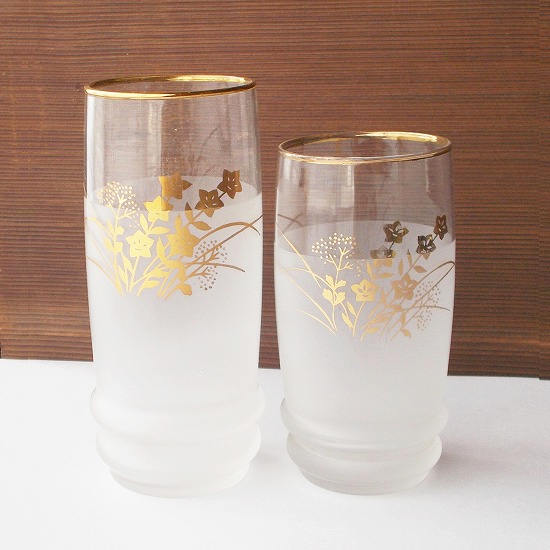 金フチすりガラス桔梗タンブラーグラス/カメイガラス - たんぽぽ