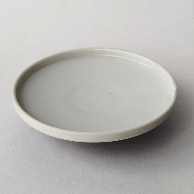 蓋ファン】茶碗蒸し器の蓋のみ/アイボリー赤金松の木柄/欠け有り