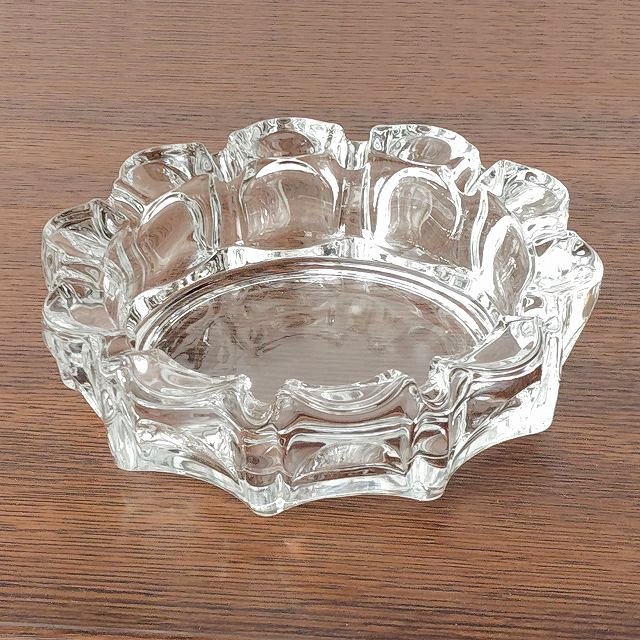 東洋ガラス製/花形の透明ガラス灰皿/Ashtray/ローラー灰皿 - たんぽぽ
