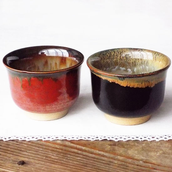 伝統工芸】赤唐津焼口反り湯呑み/昭和レトロ茶器 - たんぽぽ|昭和