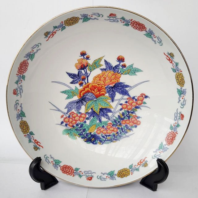 色鍋島/古伊万里風の豪華な芙蓉菊花草花紋図の大鉢φ23cm - たんぽぽ