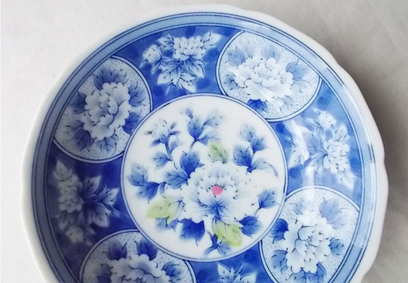 昭和レトロ■miwa 政陶 足付き花器(花瓶) 青 四角