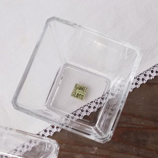カメイガラス四角形スクエア型透明感が美しいガラス小鉢 - 昭和レトロ